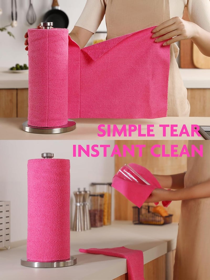 itanso Tear-A-Rag Roll -50 Pack, 12 x 12" Microfiber Cleaning Cloth, Reusable Towels for home, auto and shop (Magenta) - Image 2